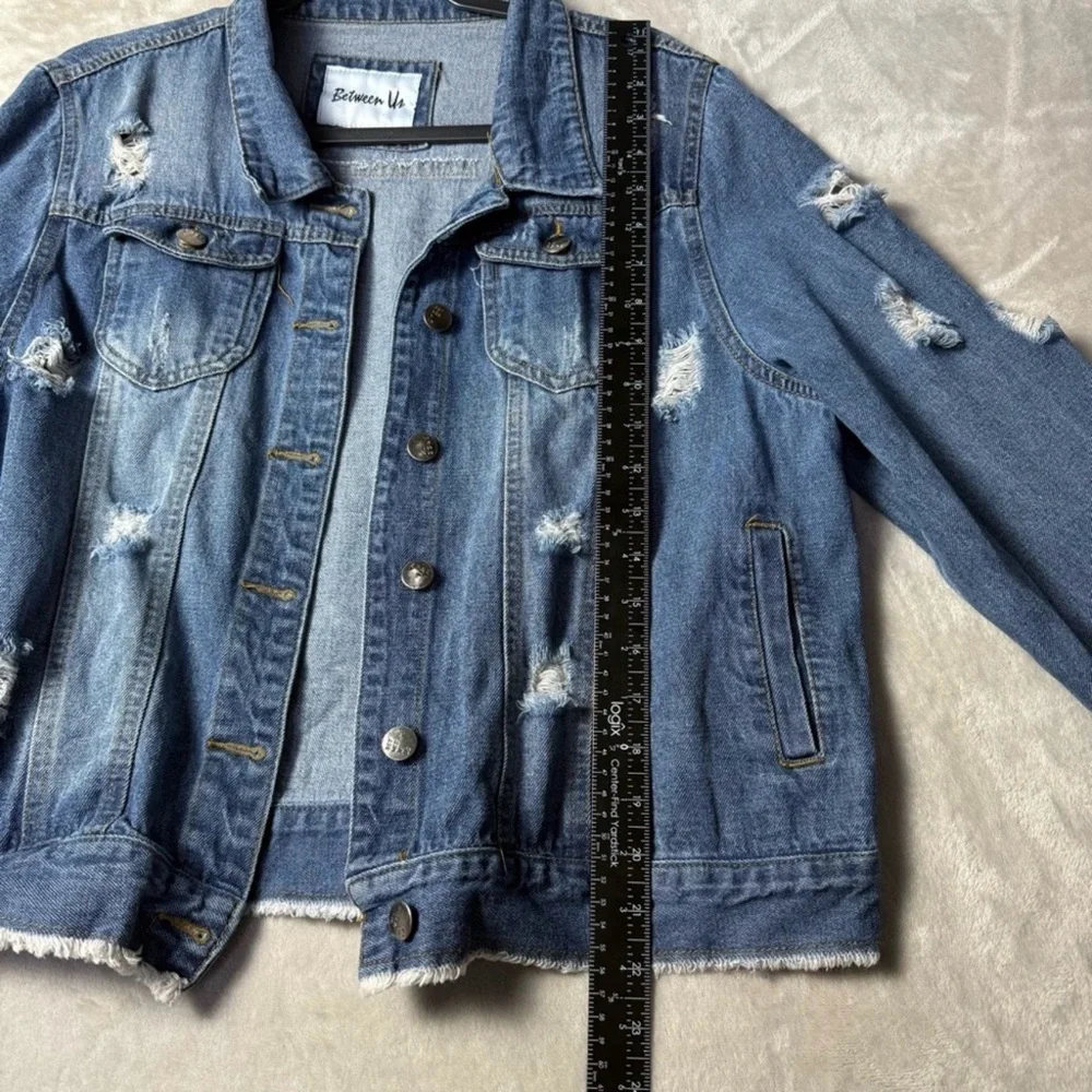 Abstract Portrait Art Denim Jacket | Indie Grunge Festival Jean Jacket - Picture 7 of 12